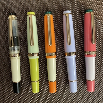 金豪82短钢钢笔螺旋笔帽半透明练字书法精致26#明尖学生短钢笔