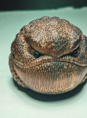 手工竹制工艺品老实心竹把玩件金蟾竹雕吉祥物转运