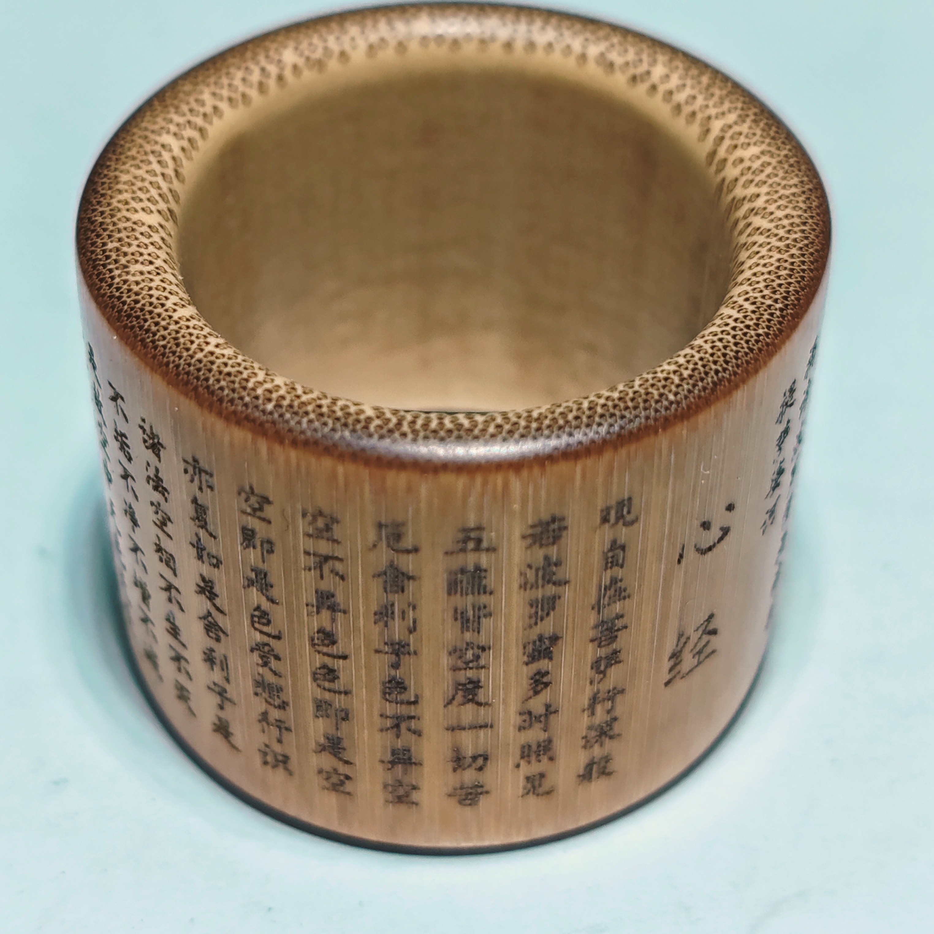 金丝玉竹老料大拇指戒指心经扳指