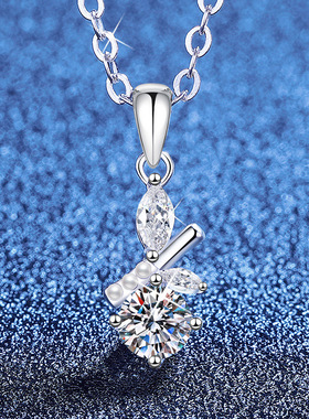 原创小众莫桑钻项链s925纯银韩版森系竹叶吊坠莫桑石项链