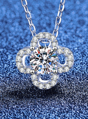 S925纯银项链莫桑石吊坠设计感轻奢四叶草韩版简约莫桑钻石项链