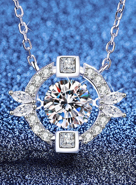 莫桑钻项链跳动海洋之心项链女锁骨链轻奢小众设计感精致百搭简约