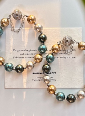 10MM黑蝶皇后施正圆家仿海水水晶珍珠大溪地莫兰迪美拉德手链手串