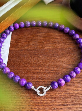 唯美漂亮南非紫松项链复古人造舒俱来色锁骨链女