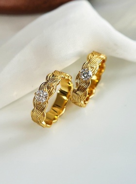 925银编织麻花戒指30分精品莫桑钻石戒指