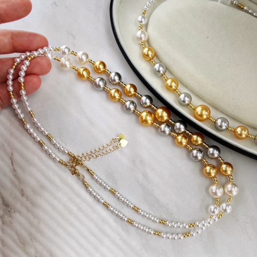 秋冬法式ins小众糖果美拉德人造水晶珍项链锁骨链毛衣链