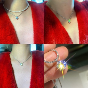 3克拉人造钻石吊坠ins风波光粼粼素链裸链