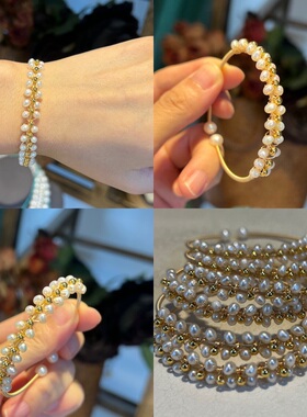 天然珍珠手链女花式珍珠手镯ins小众设计简约百搭复古