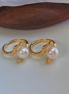 天然珍珠戒指树藤款开口可调节时尚百搭戒指珍珠戒指女