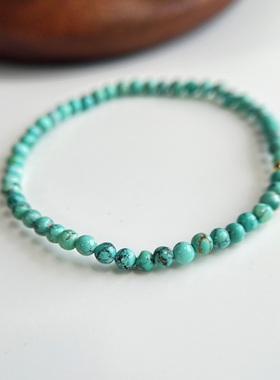 天然无优化无染色无灌胶原矿绿松石夏日小手链简约时尚百搭款