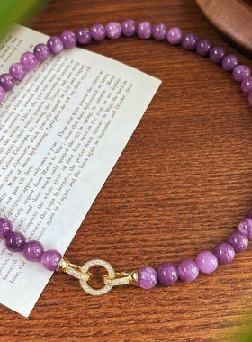 绛紫色石英岩玉项链冷艳高冷仙气飘飘锁骨链女