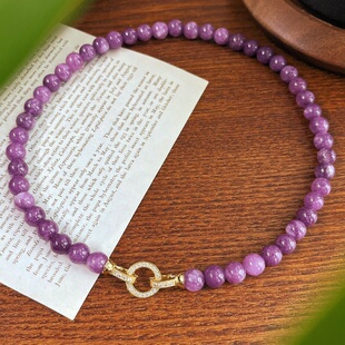 绛紫色石英岩玉项链冷艳高冷仙气飘飘锁骨链女