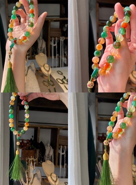 手工古风天然玉髓流苏手持复古汉服旗袍压襟盘扣挂件饰品