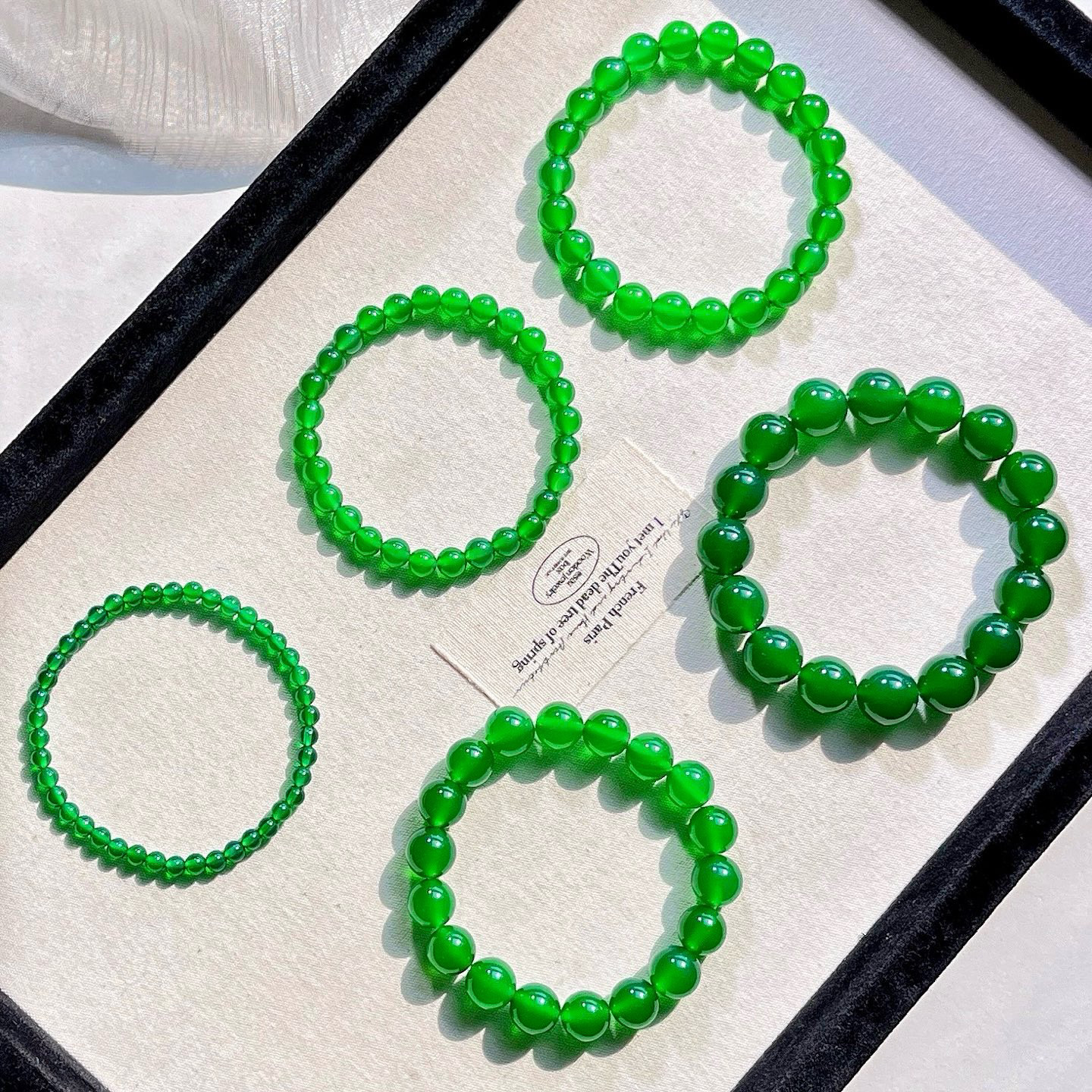 冰种帝王绿翡翠色天然绿玉髓基础款手链手串