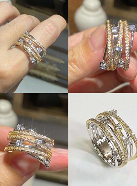 热卖新款闪钻微镶锆石交叉欧美