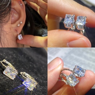 人造钻石耳环 简约小众设计时尚百搭气质款耳环