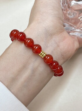 秋冬法式ins天然鸽血红红玉髓玛瑙手链新年红手串