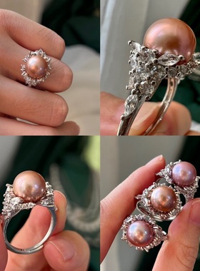 天然金属色冰雪王后款微瑕珍珠戒指简约时尚百搭气质款