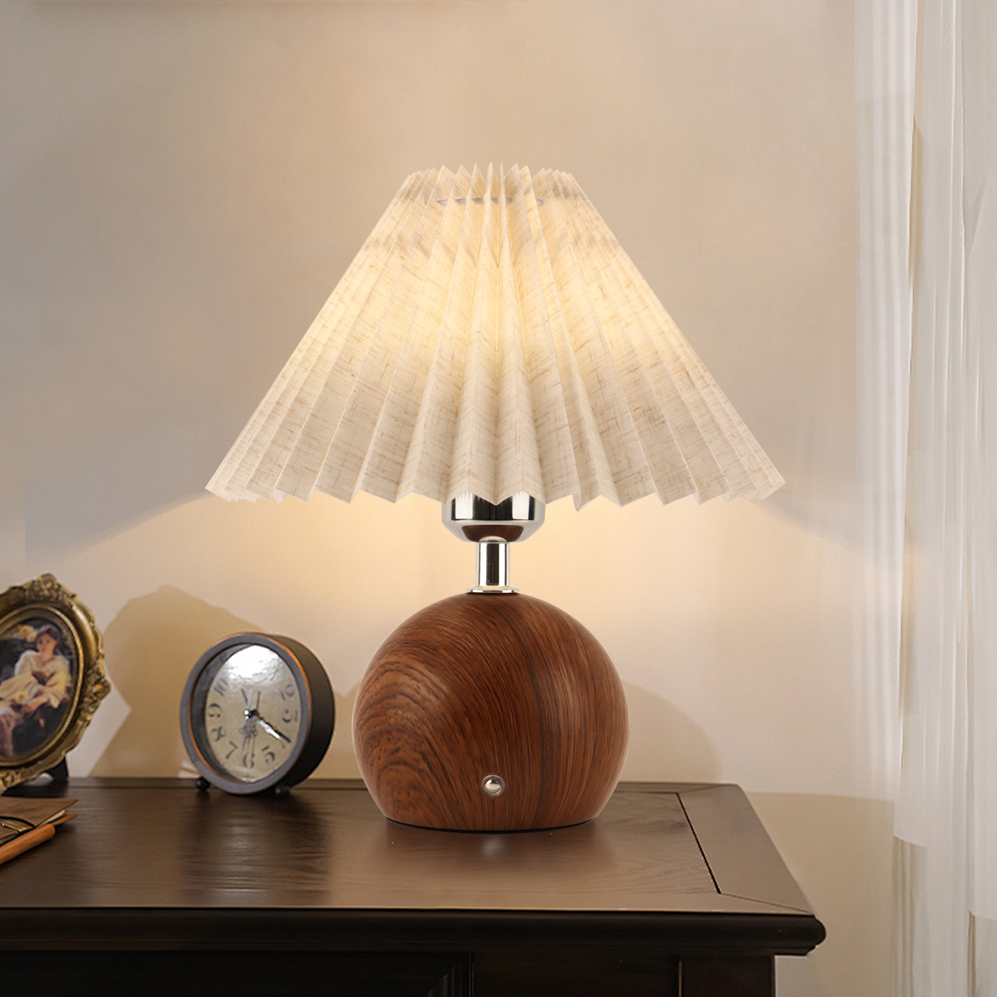 台灯卧室床头柜灯复古百褶浪漫装饰桌面摆件美式高级感氛围小夜灯