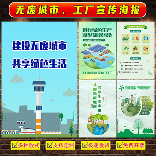 无废城市建设宣传海报挂图无废工厂创建无废城市社区文明展板贴纸