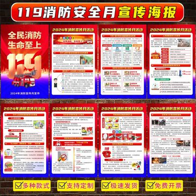消防安全防水海报写真背胶挂画纸