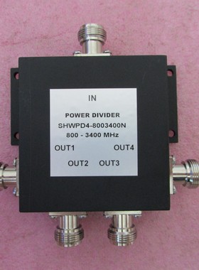 800-3400MHz 10W N RF 射频微波同轴一分四功率功分器 频率可定做