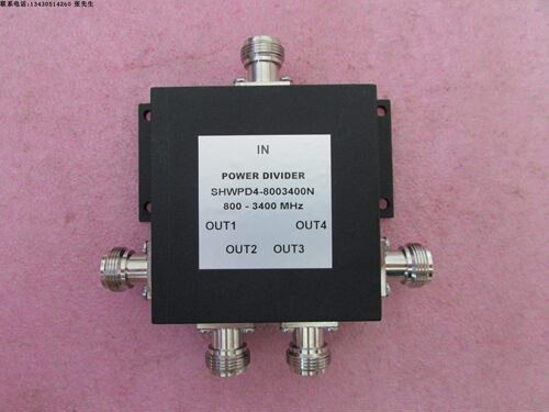 800-3400MHz 10W N RF 射频微波同轴一分四功率功分器 频率可定做