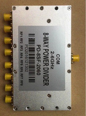 2000-6000MHz 10W SMA RF 射频同轴8路 一分八功分器 频率可定制