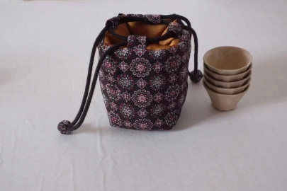 纯棉主人杯中式单杯袋便携收纳袋