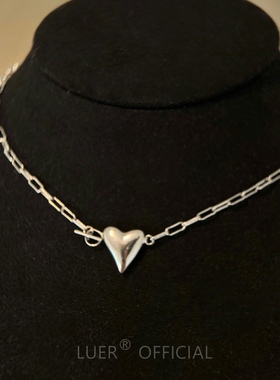 通体纯银不褪色!简约chic光面爱心高级感百搭锁骨链项链choker女
