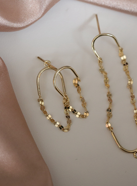 小巧洋气~一款两戴 buling金属风亮片 通体925银前后挂耳坠耳钉