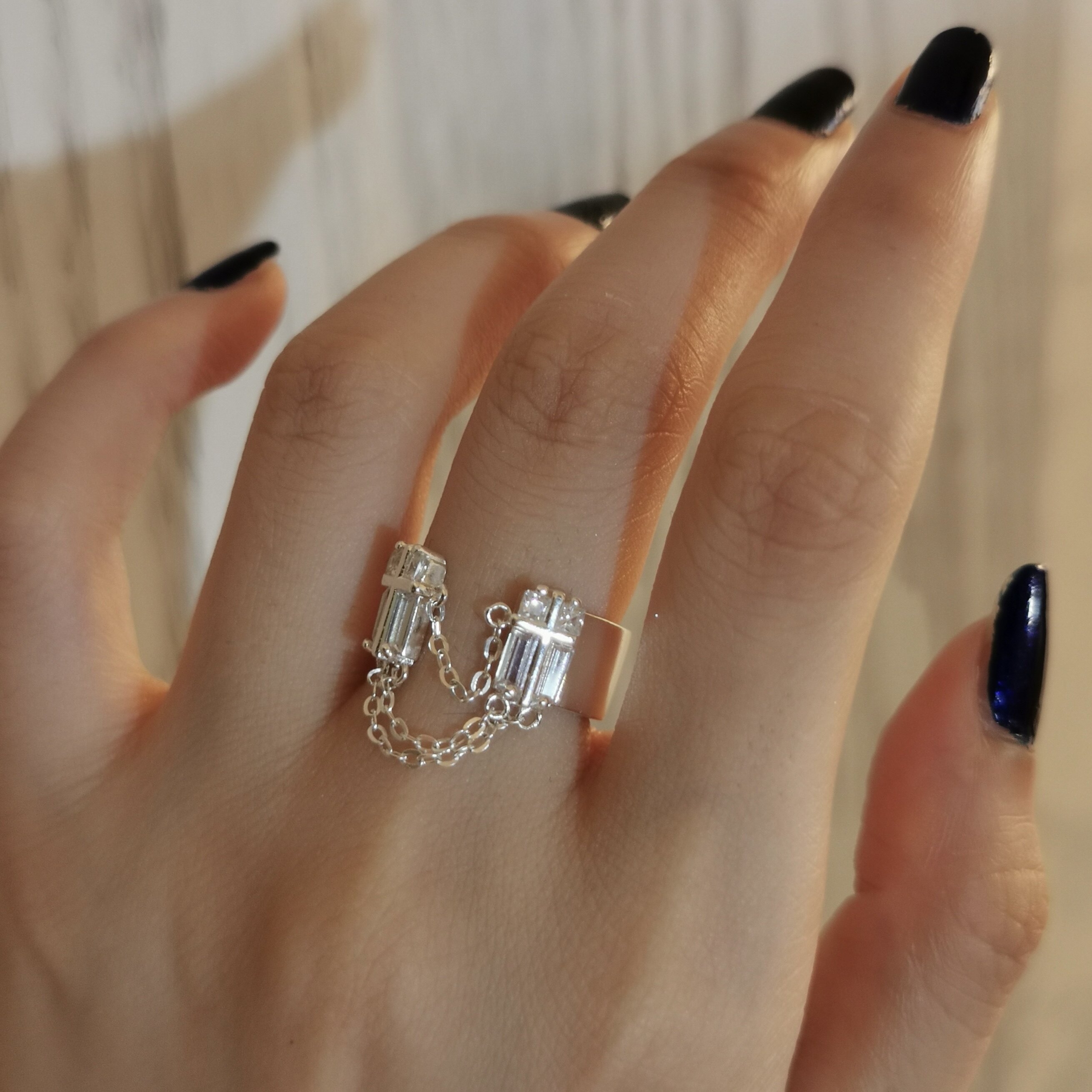 上新85折白银色熠熠闪光通体925纯银流苏链条锆石