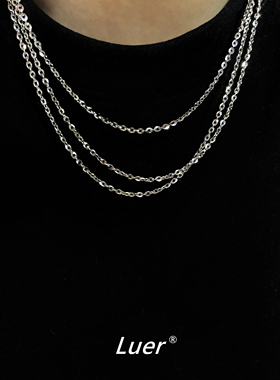 通体925银镀白金版！不褪色！意大利进口加粗闪O链裸链！巨百搭！