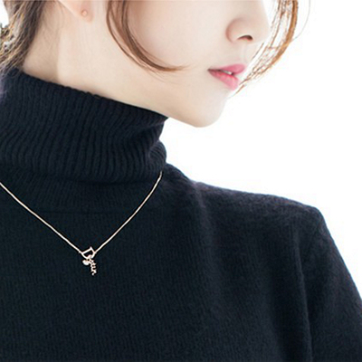 鬼怪同款925银字母镶钻锁骨项链