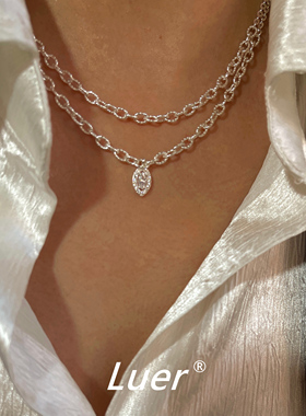 上新85折 原创水滴系列 加粗加厚意大利车花链通体纯银项链毛衣链