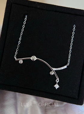 #露珠坠枝#回馈!通体纯银不褪色!轻奢精致百搭镶钻锁骨链项链小众