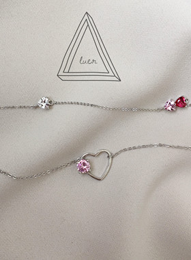 粉嘟嘟少女925白金锆石锁骨链