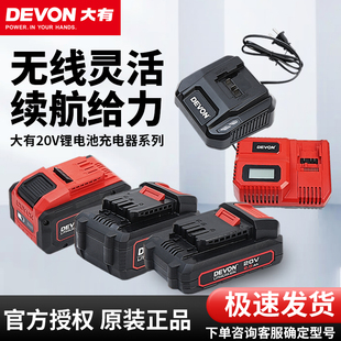大有20v电池充电器4.0/5.0锂电池快充闪充大有电动工具座充适配器