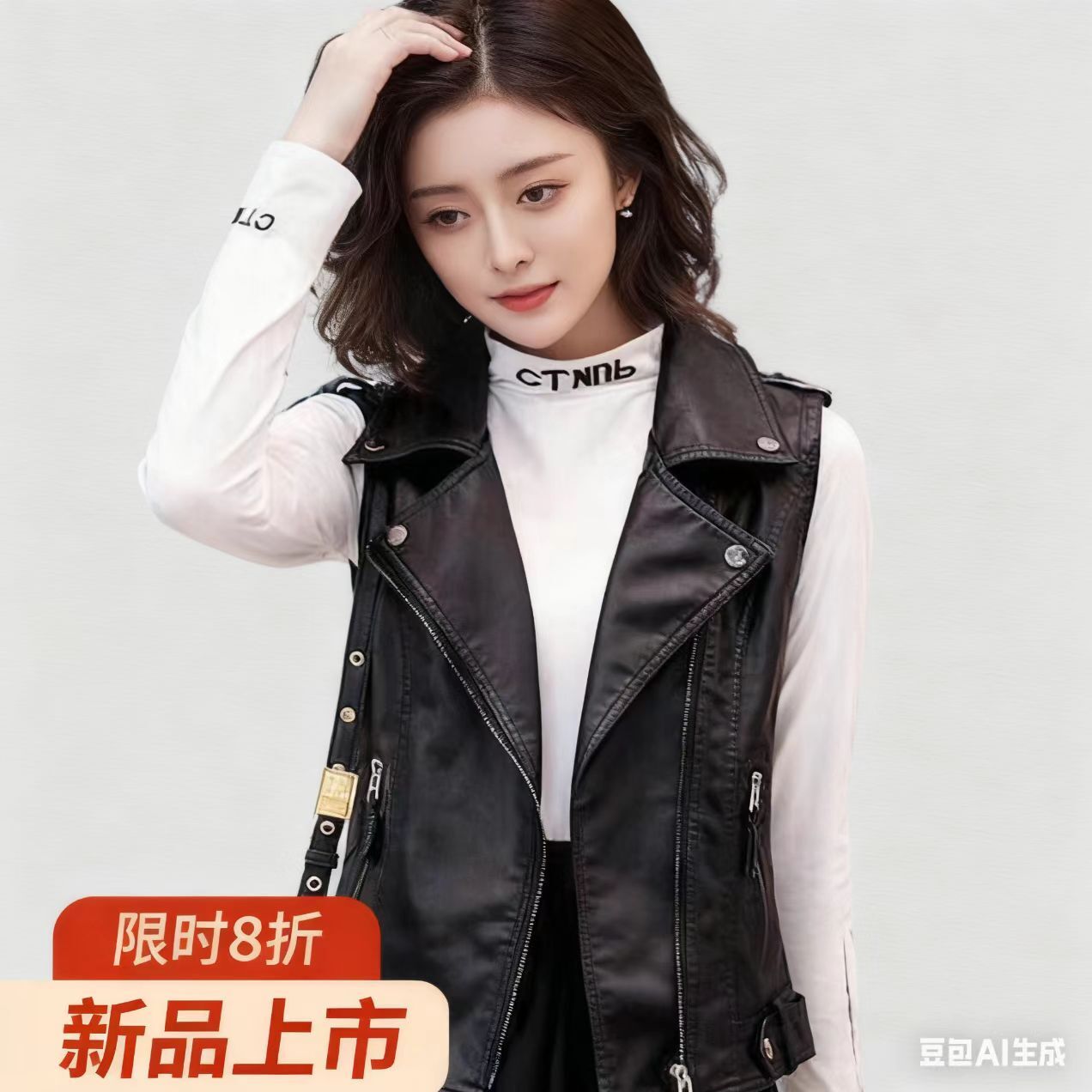 秋冬皮衣背心女外套百搭时尚亮面皮夹克2025洋气秋冬小个子马甲