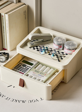 桌面收纳盒多层防尘杂物分类文具化妆品梳妆台玄关抽屉式收纳盒