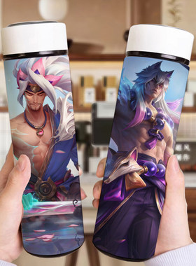 英雄联盟LOL智能保温杯大容量不锈钢便携高颜值温显卡通水杯户外