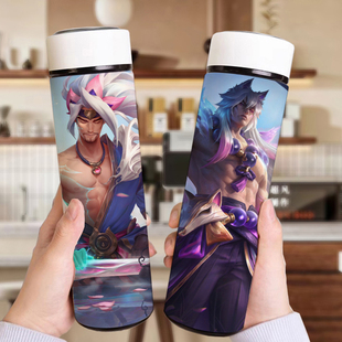 英雄联盟LOL智能保温杯大容量不锈钢便携高颜值温显卡通水杯户外