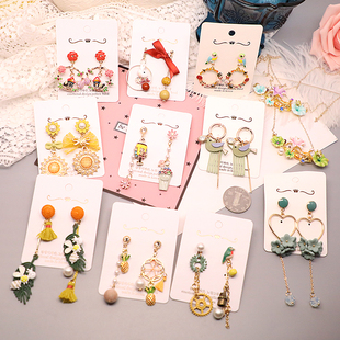 欧美法式 森女系爱丽丝梦游仙境小兔花朵甜美耳环韩国 童话系列个性