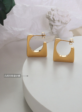 marka法式风格earrings几何方块