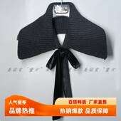 冬季 女 毛线假领子韩版 丝绒蝴蝶结毛线翻领加长袖 口套装