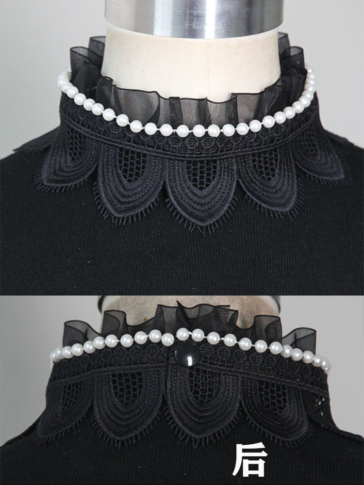 PEARL LOTUS LEAF NECKLACE WIDE VERSION TEMPERAMENT ALL-MATCH NECKLACE DECORATIVE LACE FALSE COLLAR KOREAN VERSION OF THE STAND COLLAR TO COVER THE NECK PATTERN