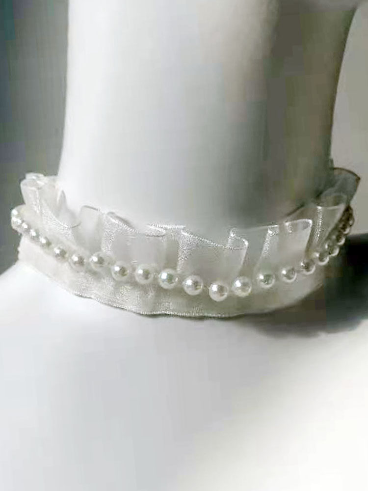 PEARL LOTUS LEAF NECKLACE WIDE VERSION TEMPERAMENT ALL-MATCH NECKLACE DECORATIVE LACE FALSE COLLAR KOREAN VERSION OF THE STAND COLLAR TO COVER THE NECK PATTERN