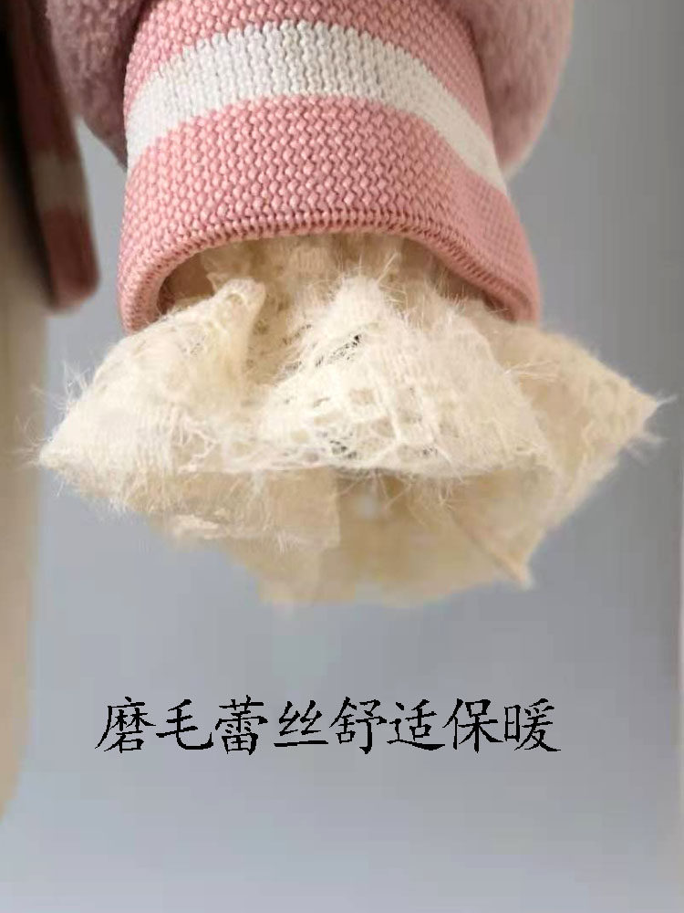 BRUSHED LACE RUFFLE CUFFS TRIMMED AUTUMN AND WINTER WARM SWEATER SWEATER FALSE COLLAR NECK SLEEVE VERSATILE TURTLENECK WOMEN