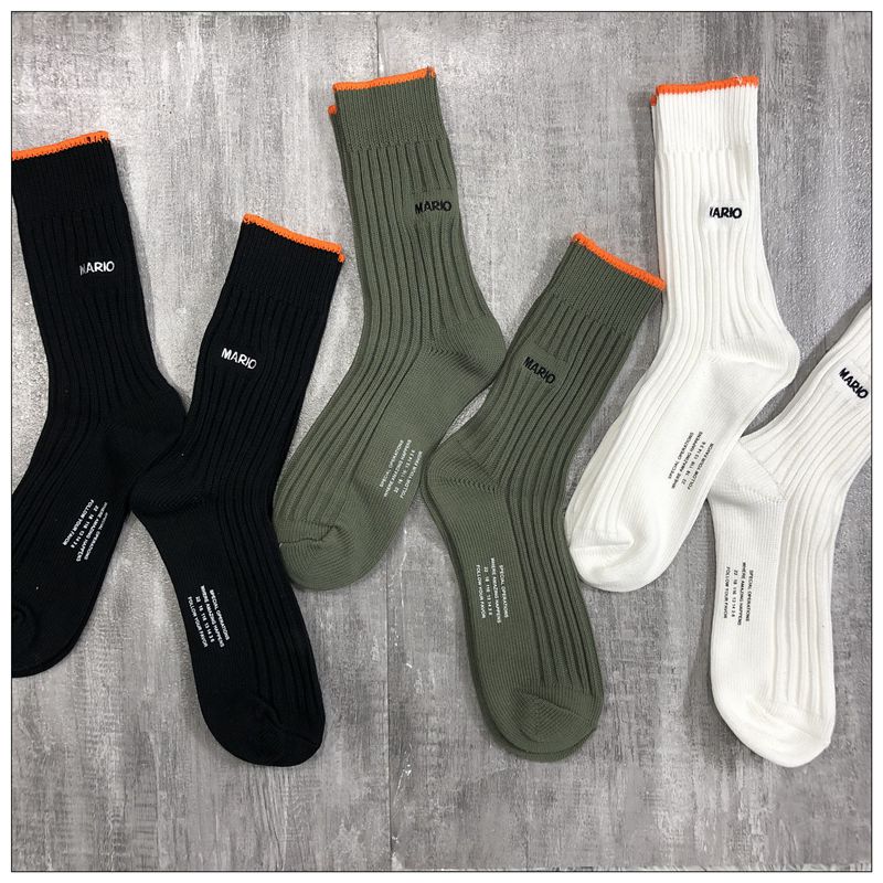 包邮 原创日系潮牌工装风复古纯棉纯色粗针毛线袜 余文乐同款棉袜