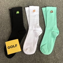 一双包邮 现货Golf小花袜刺绣纯棉夏季薄款短袜男女情侣袜 韩风袜